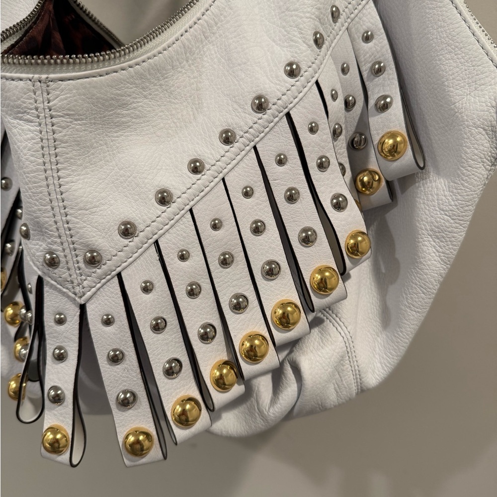 b. makowsky White with Silver & Gold Studded Hobo Bag - LIKE NEW - Picture 8 of 8